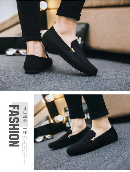 Black Loafers for Men.
Soft Bottom Casual Shoes. Classic Comfort Moccasins Shoes 
Man Flat Driving Shoes Light For Walking.