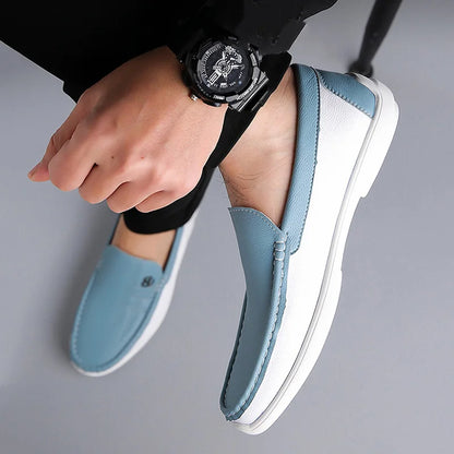 Mens Leather Shoes 2024 Casual Slip on Formal Dress Loafers Breathable Soft Flats for Male Non Slip Driving Office Work Shoes