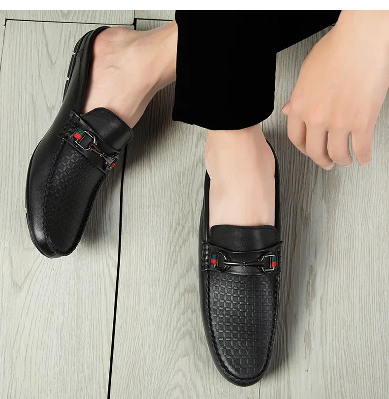 Luxury Brand Designer Summer Shoes,
Genuine Leather Casual Slip On Half Shoes. Men LoafersFlats