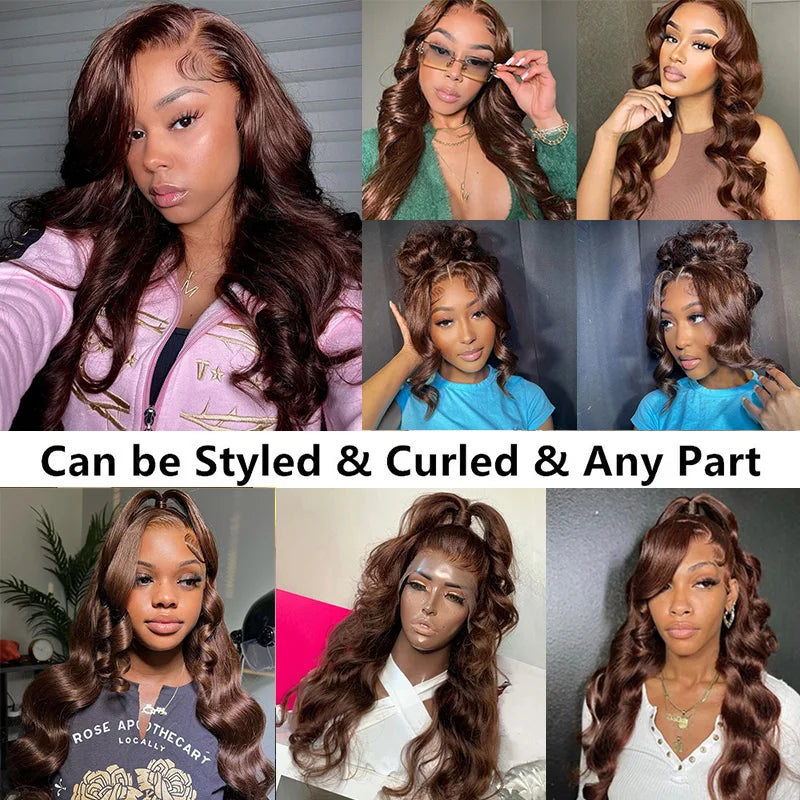 Glue less Brazilian Brown 13x4 Lace Frontal Wigs