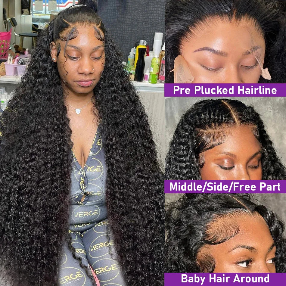 250 Density 13x6 HD Water Curly Glue less Lace Frontal