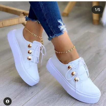 2024 Women Casual Sneakers Woman Fashion Spring Leather PU Sneakers Female Platform Vulcanize Shoes Zapatillas De Mujer