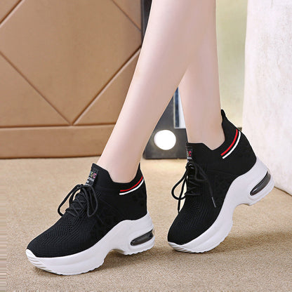 Shoes Womens Sneakers Women's Designer Shoes Tennis Female Woman Fashion Trainers Heels Summer Autumn PU Fabric Retro Lace-Up