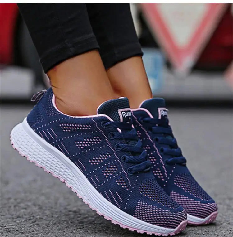 Women's Sneakers 2024 New Breathable Fashion Walking Solid Color Women Sneakers Mesh Fabric Lace Up Female Footwear Women Shoes