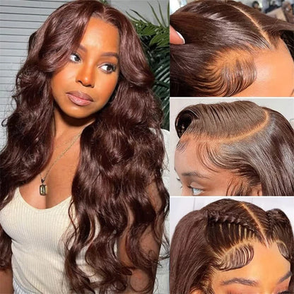 Glue less Brazilian Brown 13x4 Lace Frontal Wigs